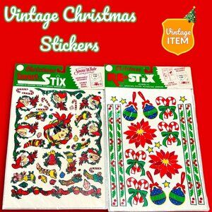 Vintage Disney Snow White Christmas Stickers Removable Reusable Smart Stix! NEW!